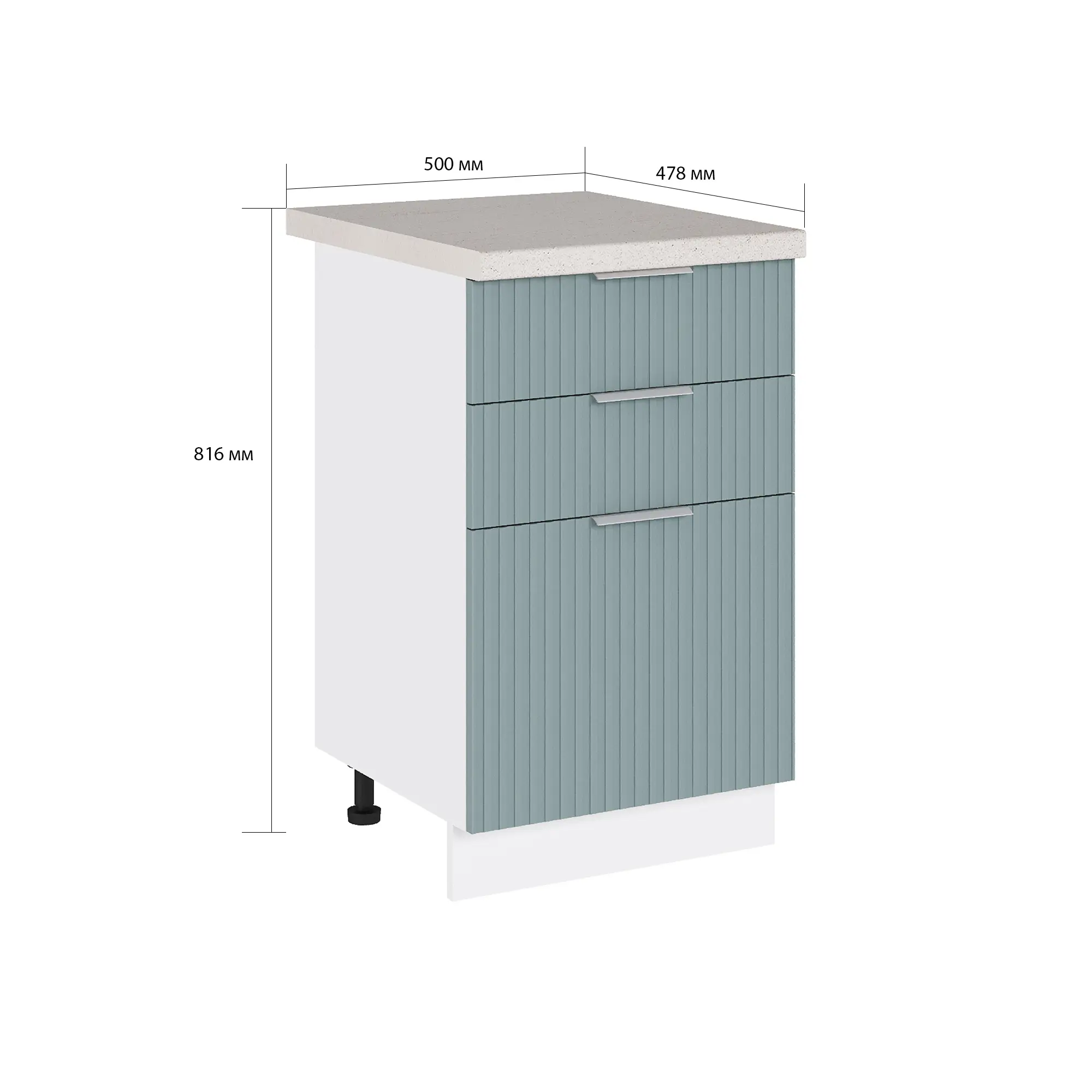 Изображение товара Напольный шкаф с 3 ящиками Сиэль Ян, нежно-зеленый, 50x81.6x47.8 см