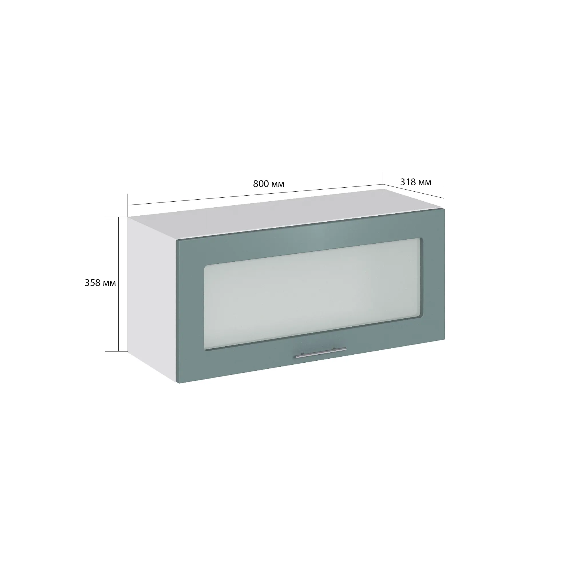 Изображение товара Навесной шкаф со стеклом Сурская мебель Валерия 80x35.8x31.8 см ЛДСП цвет лагуна софт