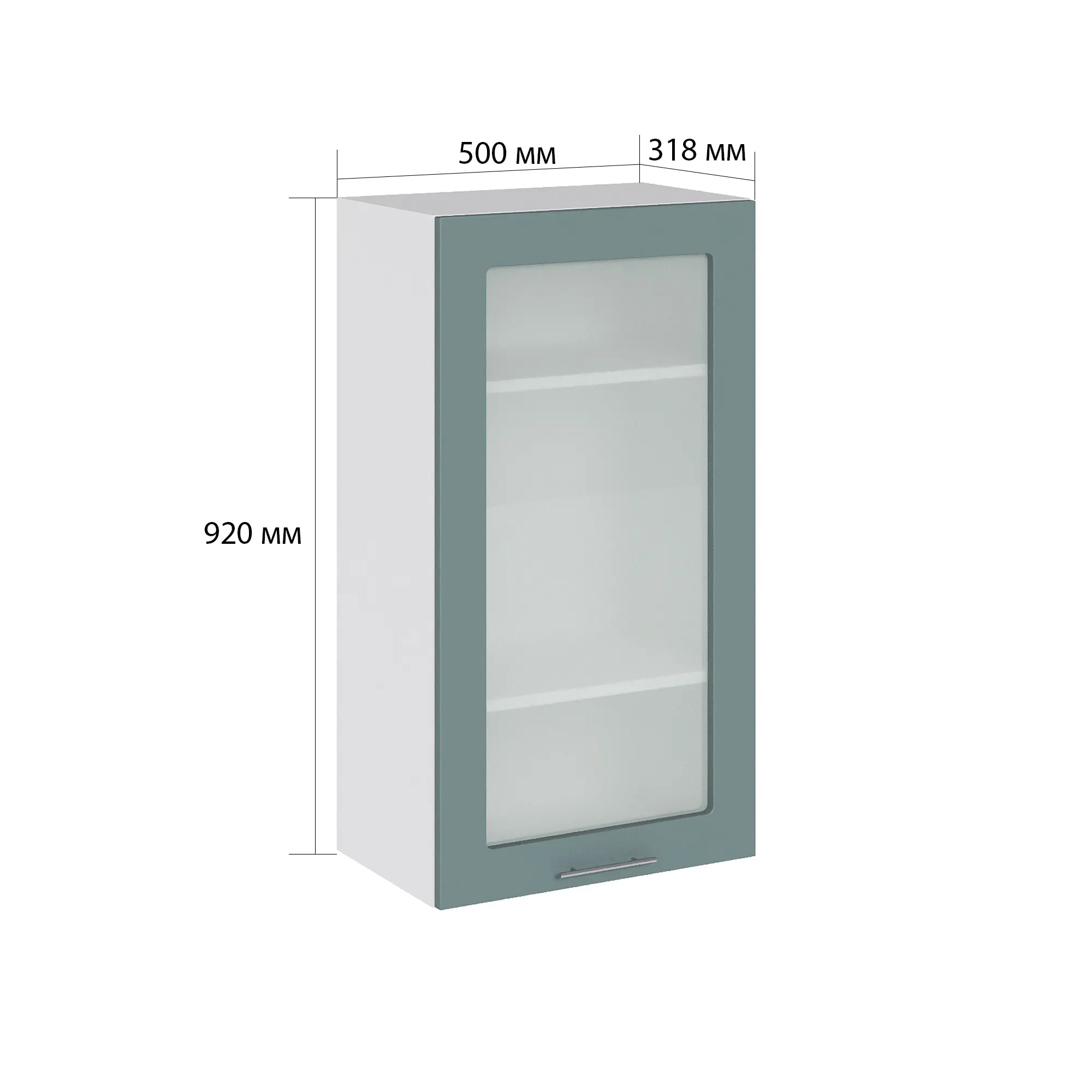Изображение товара Навесной шкаф со стеклом Сурская мебель Валерия 50x92x31.8 см ЛДСП цвет лагуна софт