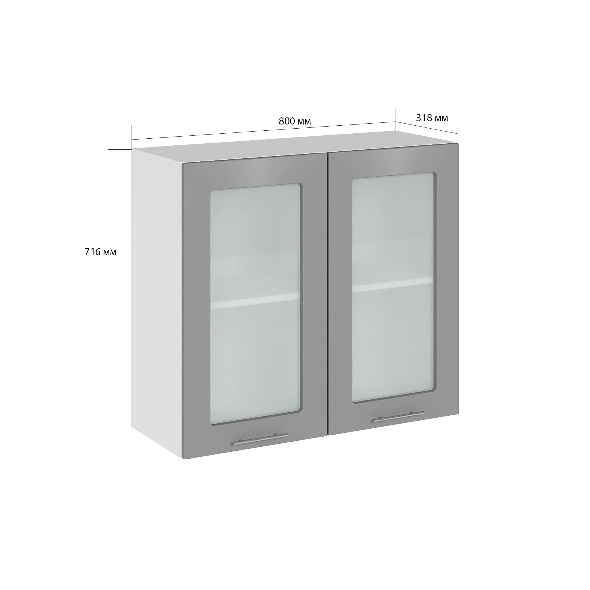 Изображение товара Навесной шкаф со стеклом Сурская мебель Валерия 80x71.6x31.8 см ЛДСП цвет монблан софт