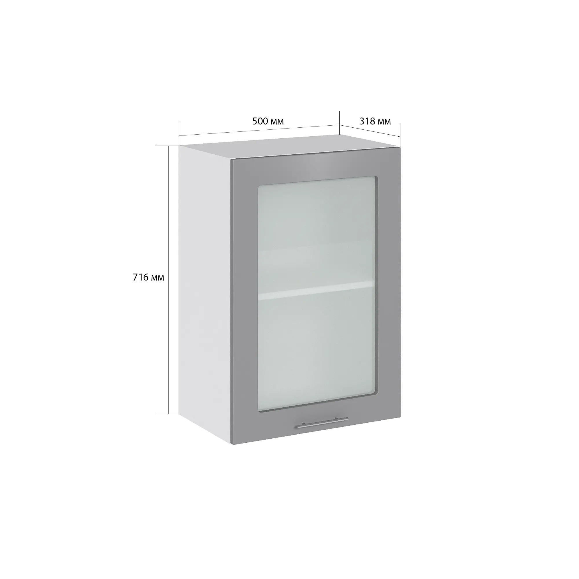 Изображение товара Навесной шкаф со стеклом Сурская мебель Валерия 50x71.6x31.8 см ЛДСП цвет монблан софт