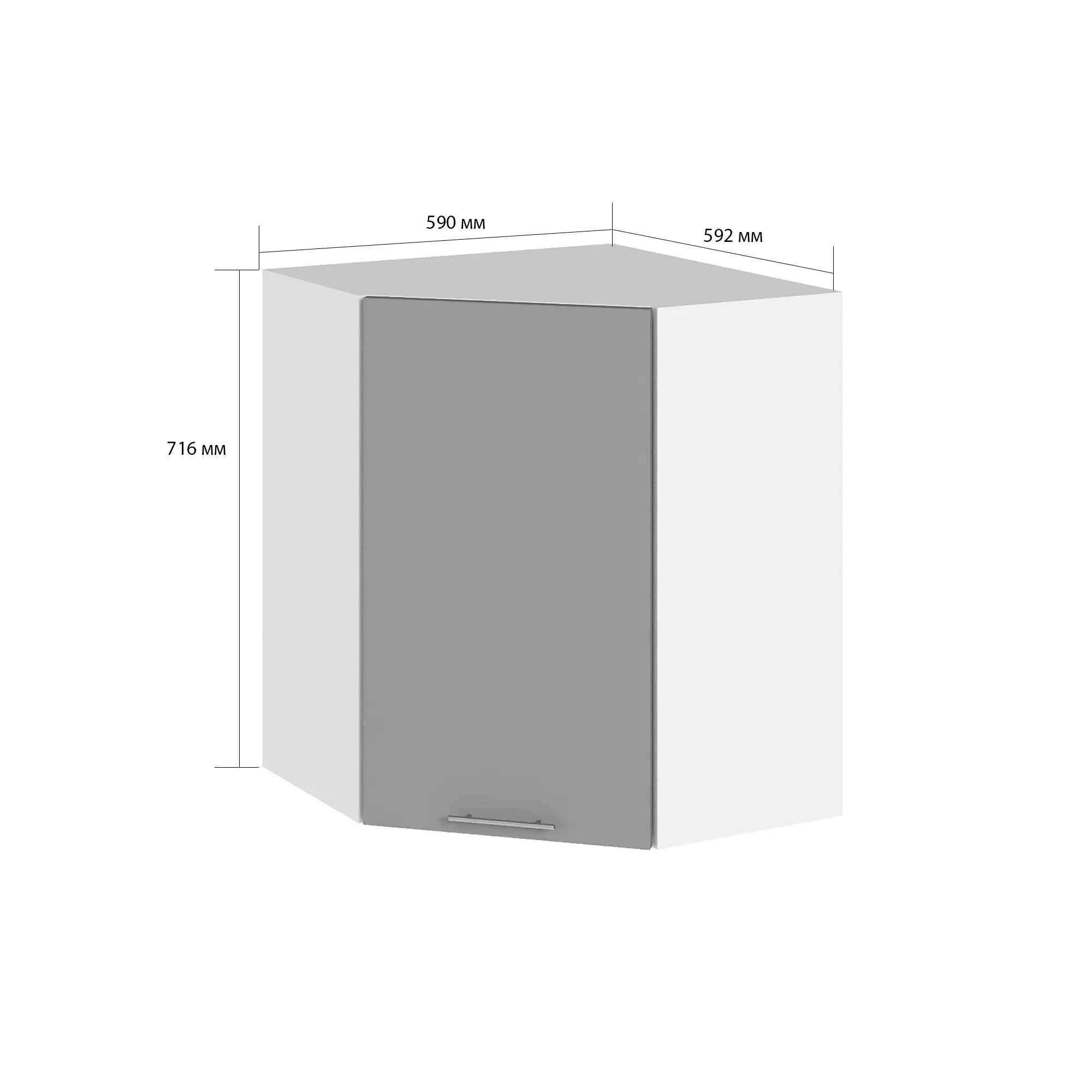 Изображение товара Навесной шкаф угловой Сурская мебель Валерия 59.2x71.6x59.2 см ЛДСП цвет монблан софт