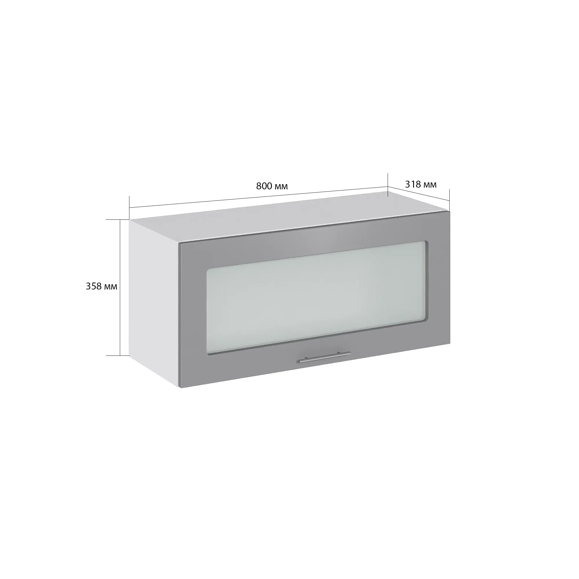 Изображение товара Навесной шкаф со стеклом Сурская мебель Валерия 80x35.8x31.8 см ЛДСП цвет монблан софт