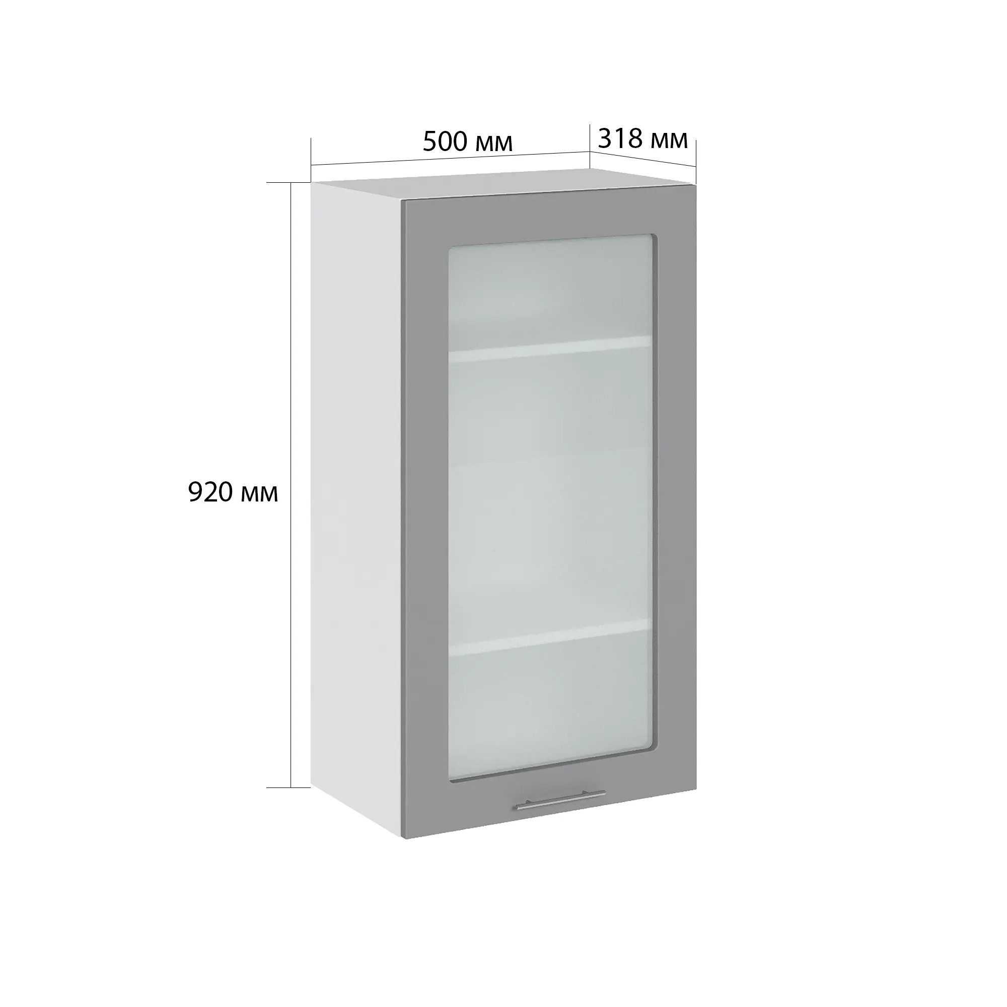 Изображение товара Навесной шкаф со стеклом Сурская мебель Валерия 50x92x31.8 см ЛДСП цвет монблан софт