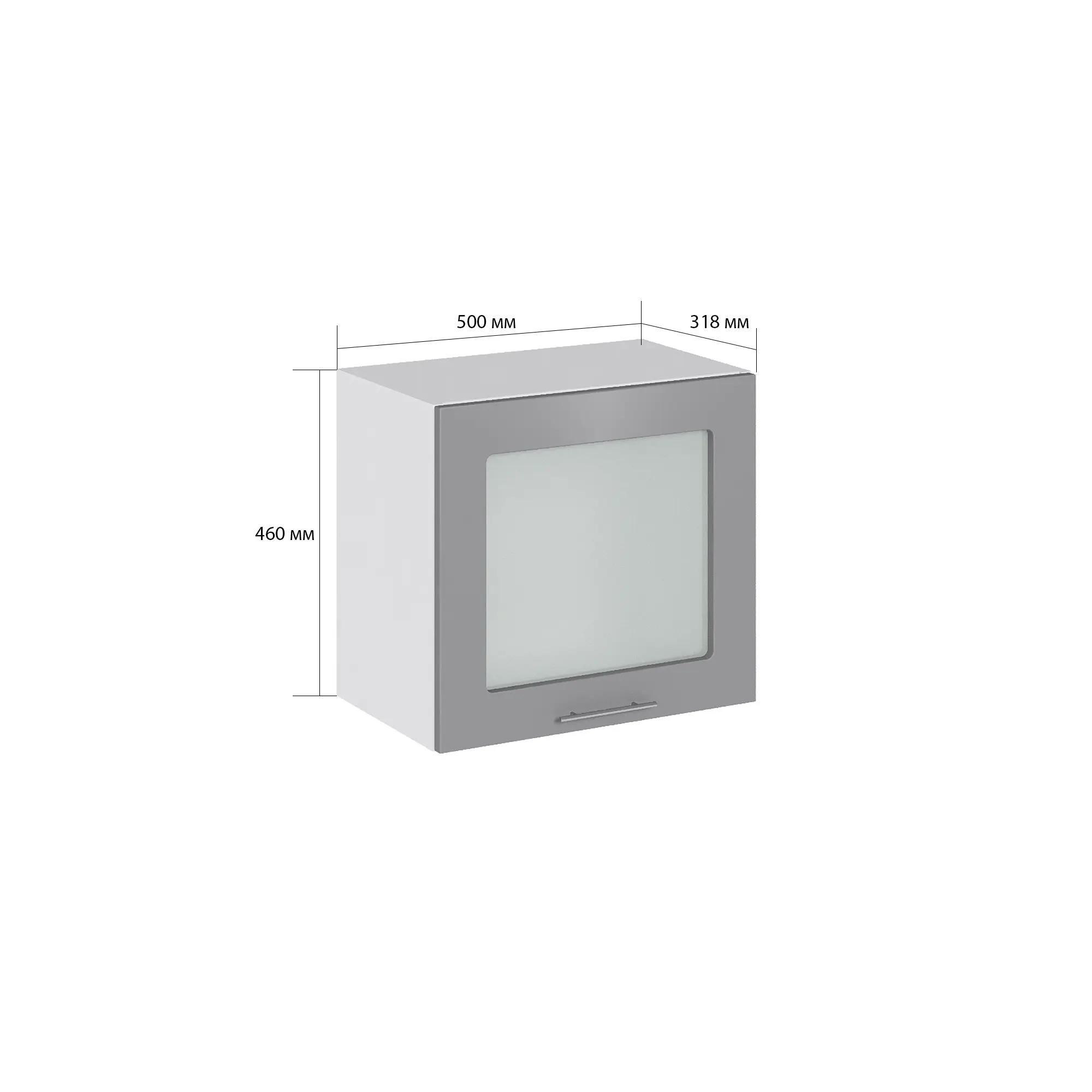 Изображение товара Навесной шкаф со стеклом Сурская мебель Валерия 50x46x31.8 см ЛДСП цвет монблан софт