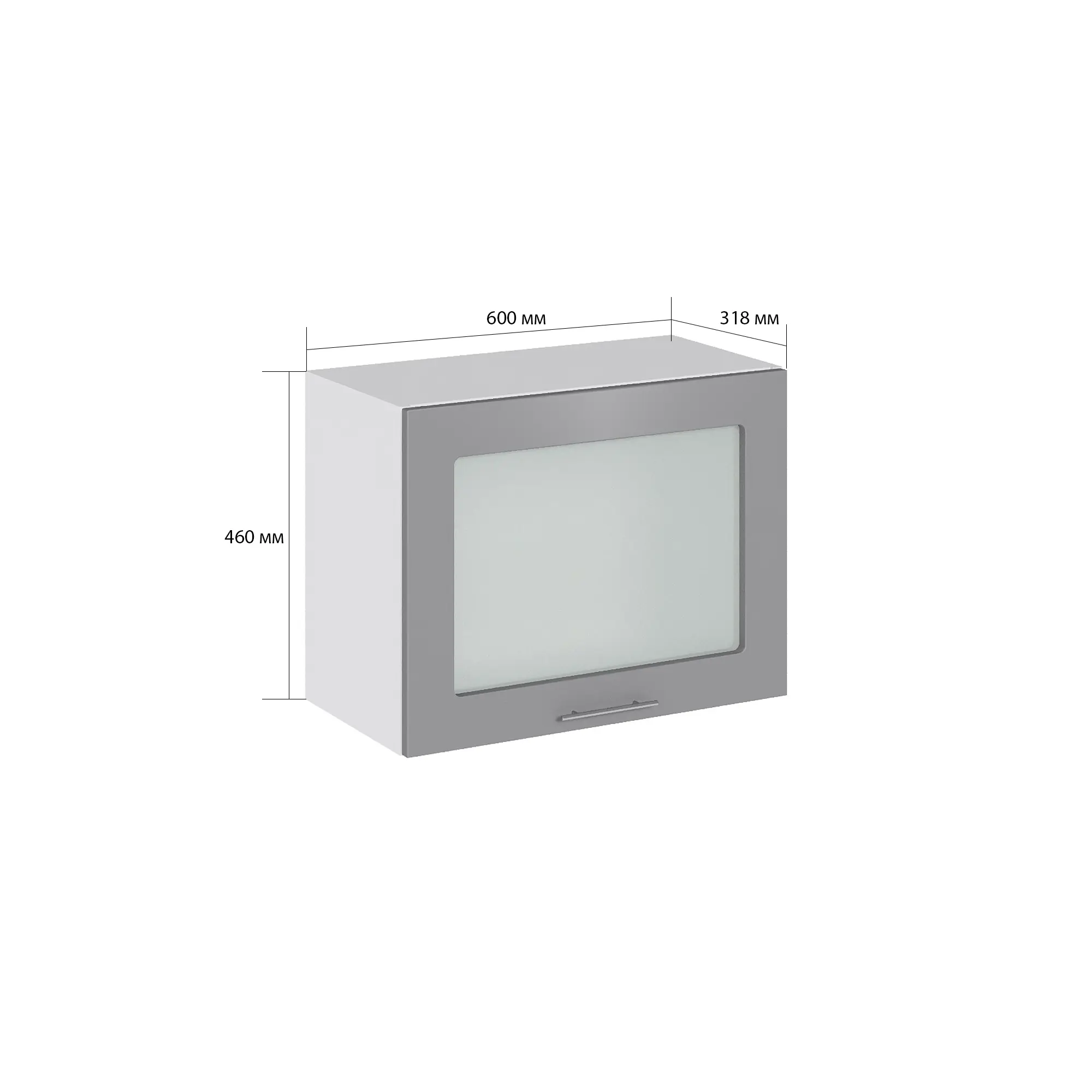 Изображение товара Навесной шкаф со стеклом Сурская мебель Валерия 60x46x31.8 см ЛДСП цвет монблан софт