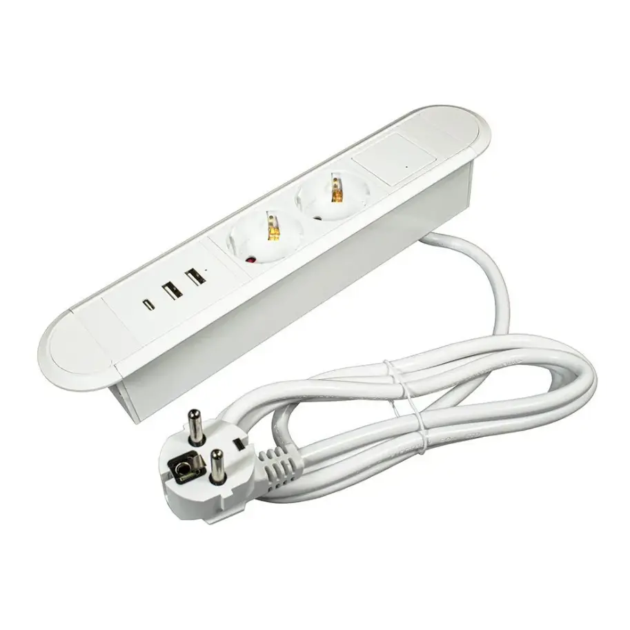 Изображение товара Встраиваемая электрическая розетка с USB портами и заземлением Inrior BM-02-10 белая