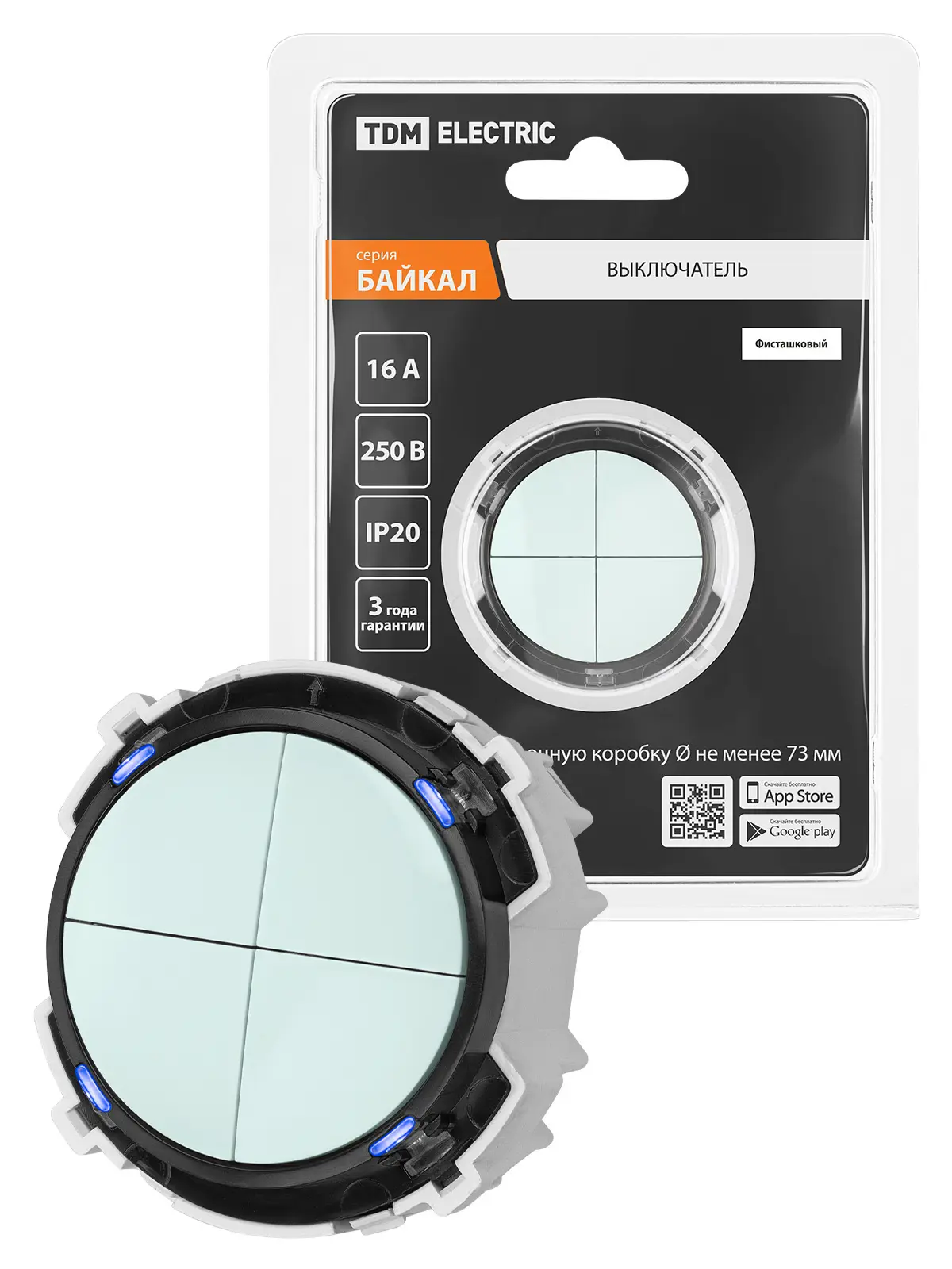 Изображение товара Выключатель накладной Tdm electric Байкал SQ1819-0128 4 клавиши фисташковый