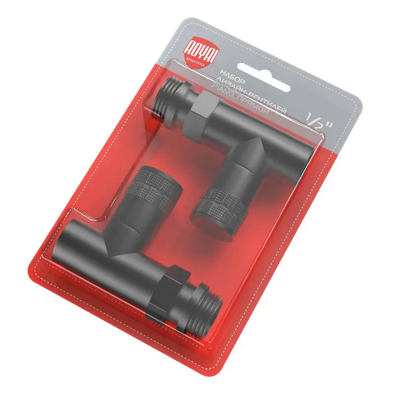 Изображение товара Набор вентилей для радиатора Royal Thermo Piano 1/2" прямой цвет черный