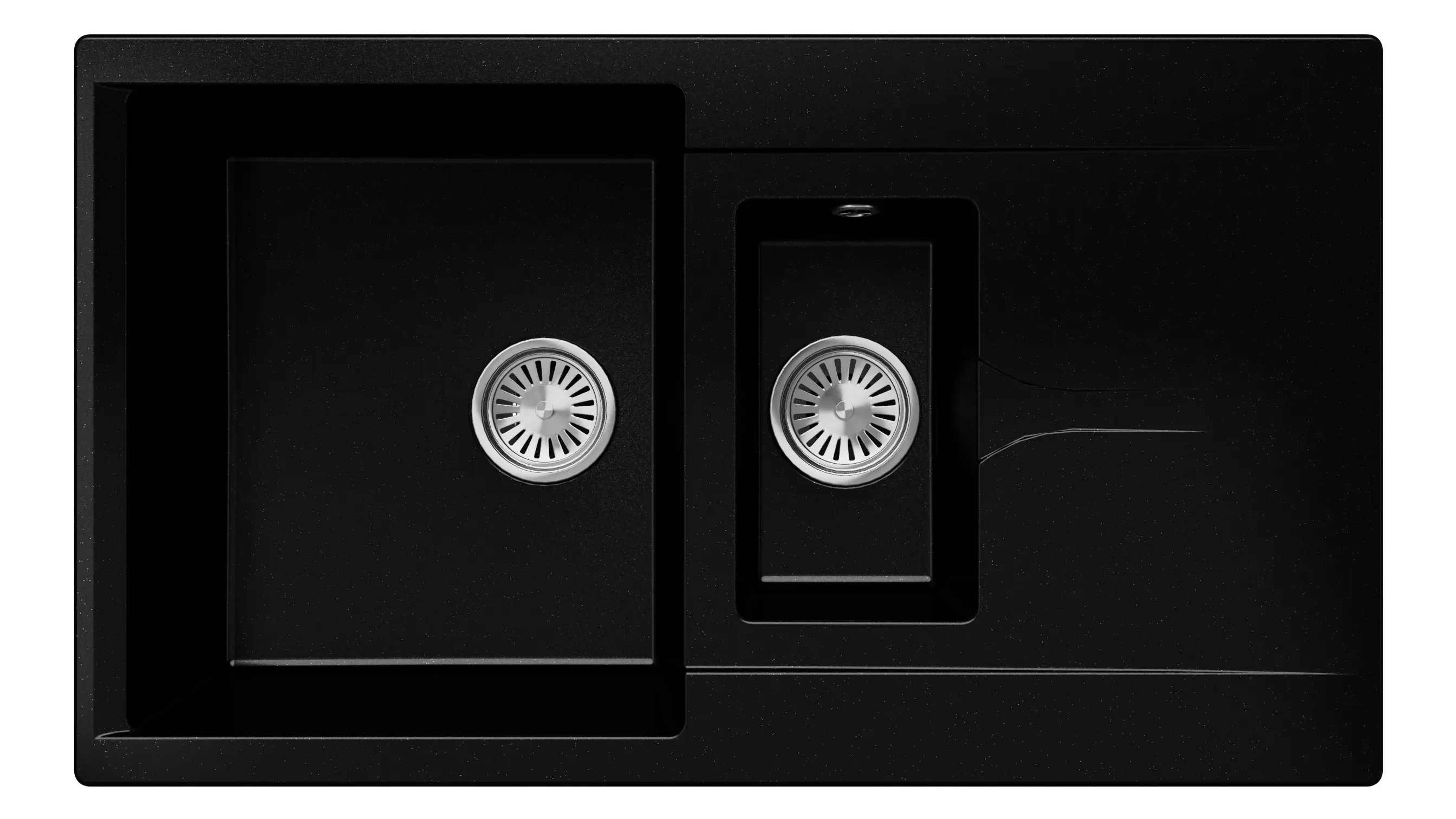 Изображение товара Мойка для кухни врезная Polygran Brig-870 50x87 см глубина чаши 20 см мрамор цвет черный