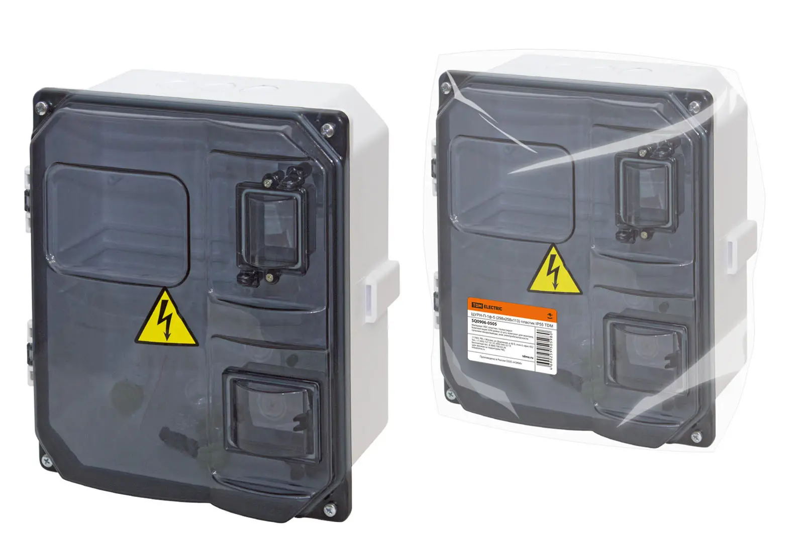 Изображение товара Щит учетно-распределительный навесной Tdm electric ЩУРН-П-1ф-5 5 модулей IP55 пластик