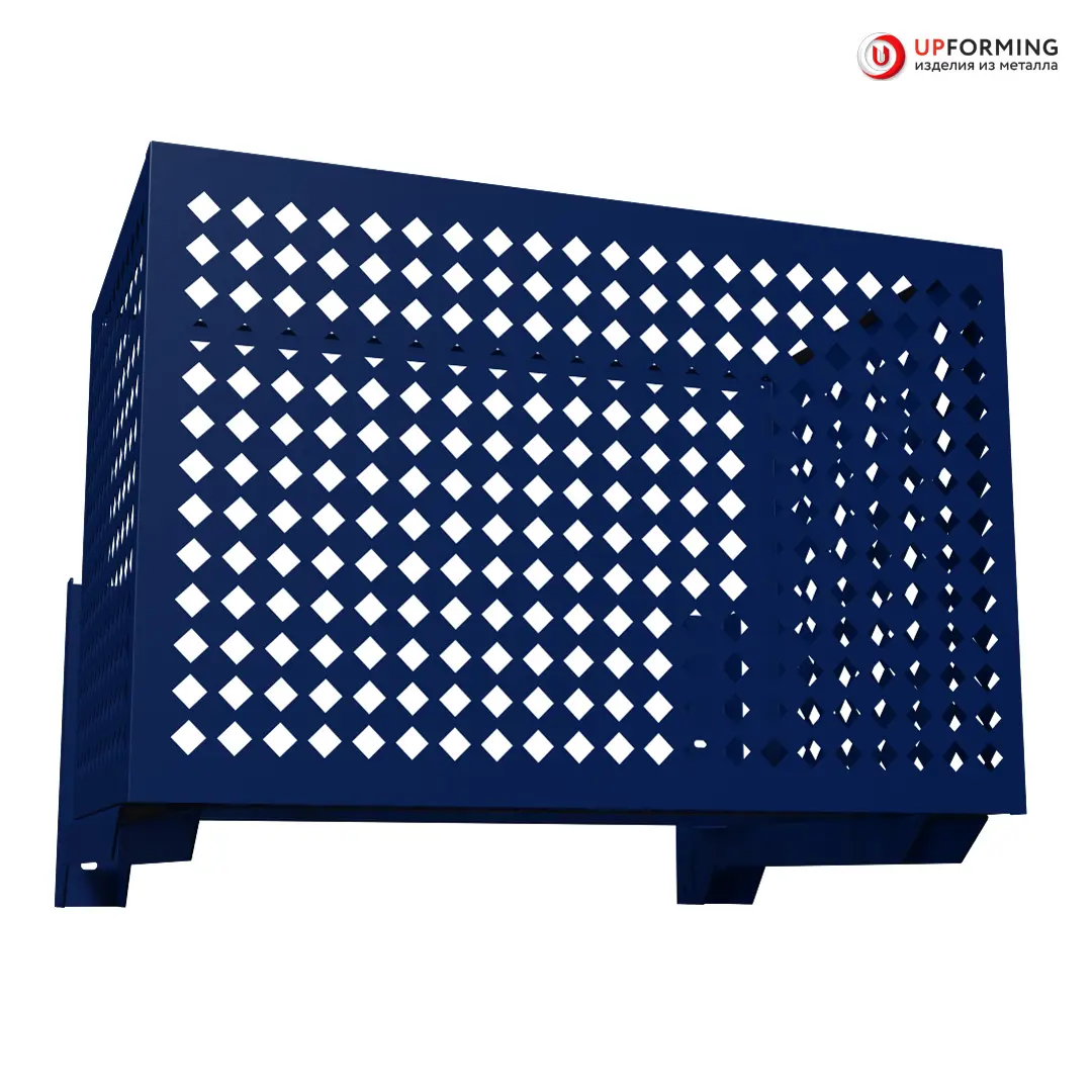 Изображение товара Короб для наружного блока кондиционера на фасад 900x600x550 мм синий рисунок ромбик