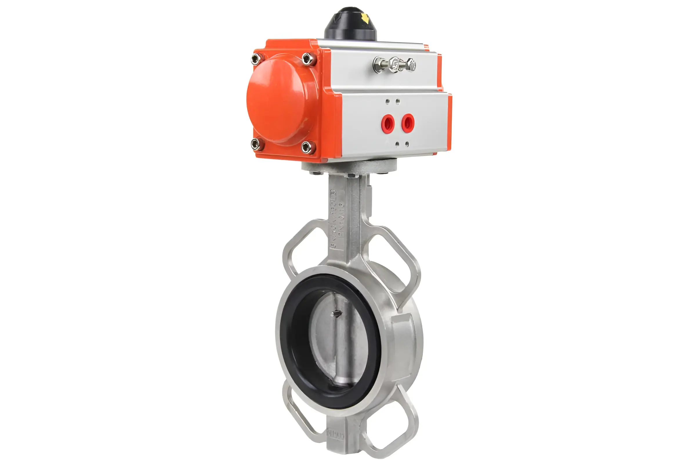 Изображение товара Затвор DN.ru D050 200 Ду200 Ру16 с пневмоприводом из нержавеющей стали