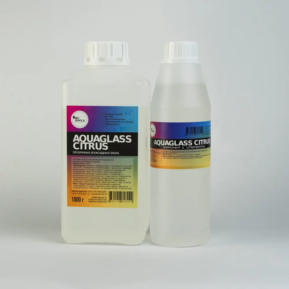 Изображение товара Эпоксидная смола AquaGlass Citrus 1.5 кг для творчества и заливки
