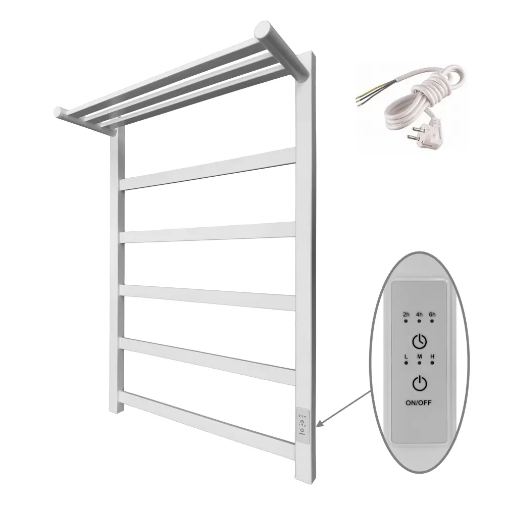Изображение товара Полотенцесушитель электрический Маргроид 500x800 мм 75 Вт с терморегулятором и полкой лесенка цвет белый матовый