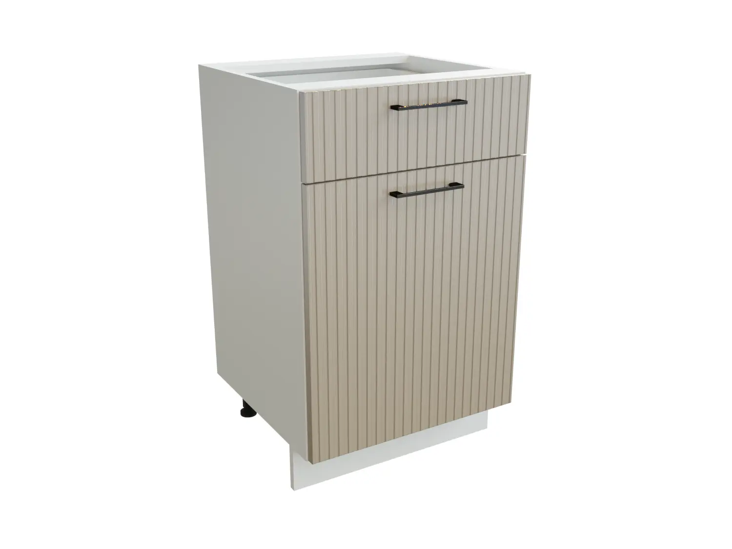 Изображение товара Напольный шкаф с 1 дверцей и ящиком Сурская Мебель Сиэль Ян 50x81.60x47.80 см ЛДСП цвет белый/атласный серый