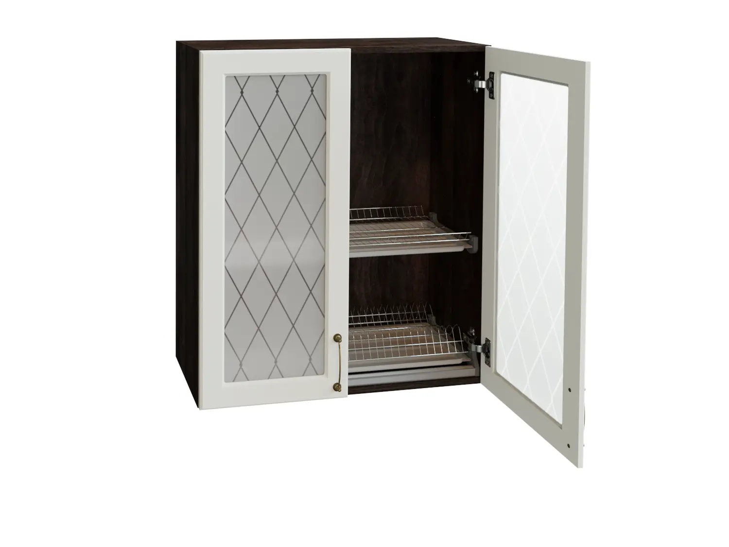 Изображение товара Навесной шкаф с 2 остекленными дверцами Сурская мебель Ницца 80x92x31.8 см МДФ цвет кальяри/айленд