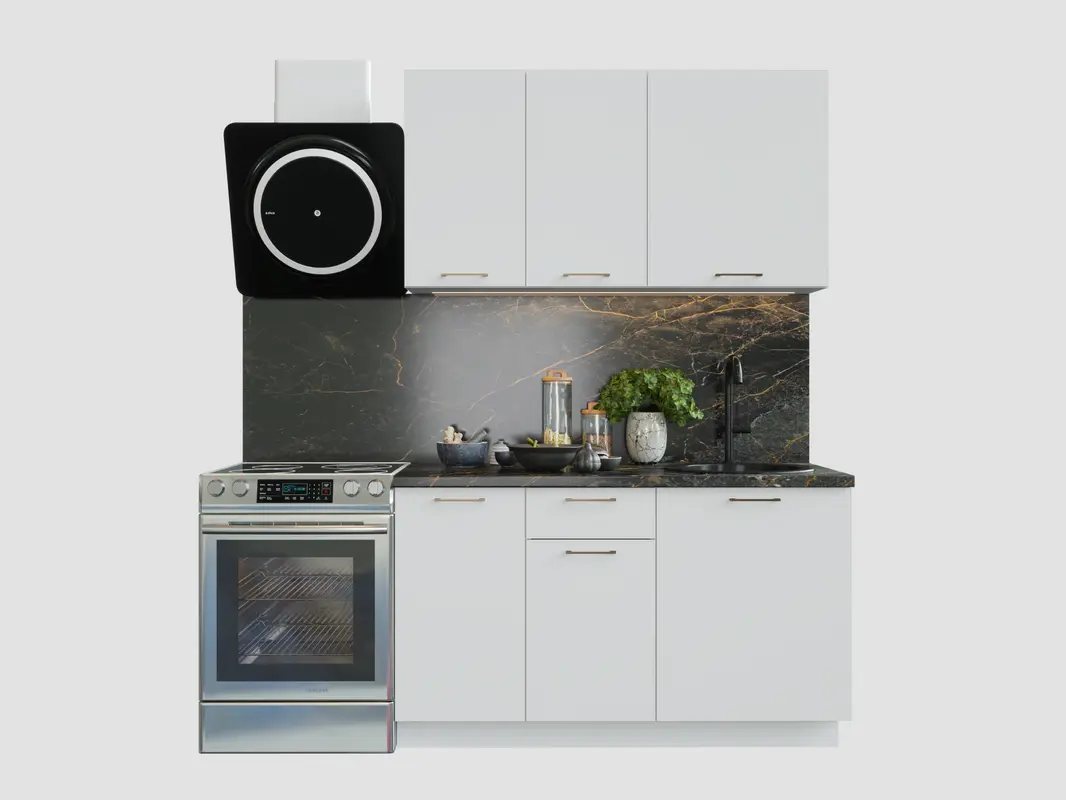 Изображение товара Кухонный гарнитур Сурская мебель Мемфис 140x214x47.8 см ЛДСП цвет белый софт