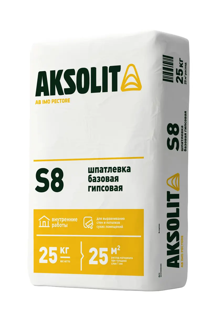 Изображение товара Шпатлевка гипсовая базовая Aksolit S8 25 кг
