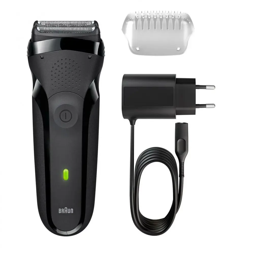 Изображение товара Бритва для мужчин Braun Series 3 300s Black, электрическая, сеточная, беспроводная и водонепроницаемая