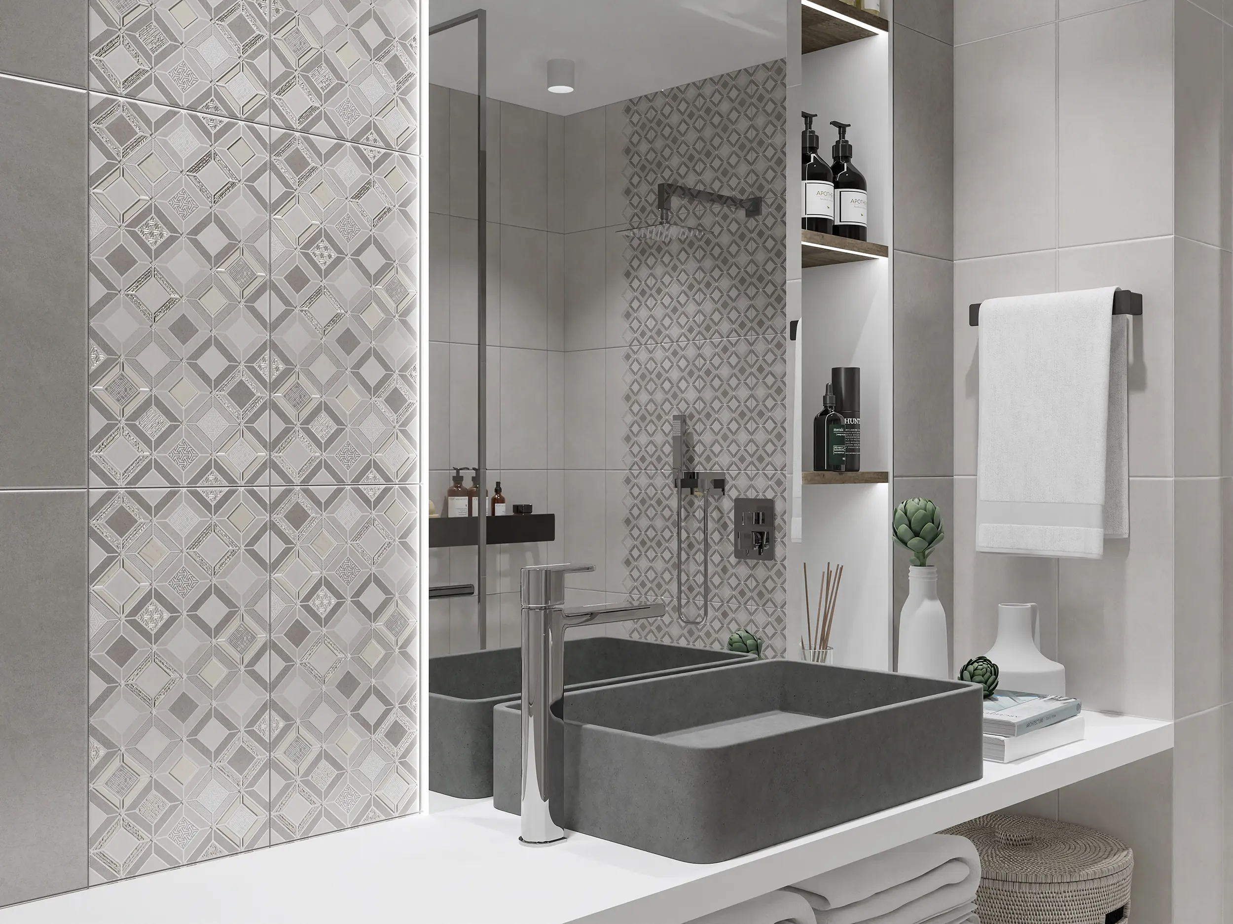 Изображение товара Керамическая плитка Azori Starck tessera 1 509651101 20.1x40.5см цвет темно-серый