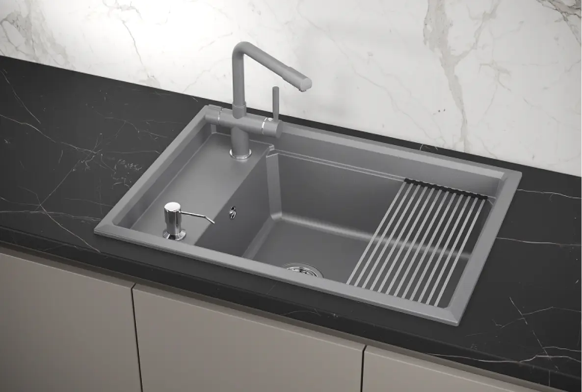 Изображение товара Врезная мойка Granula 7305 73x73x24.50 см кварц цвет серый