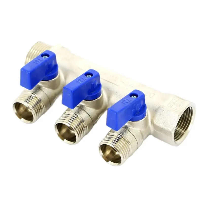 Изображение товара Коллектор Tiemme 1820007 с 3 выходами 1x1/2 латунь для водоснабжения и отопления