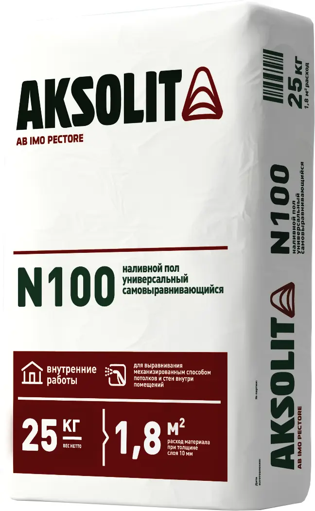 Изображение товара Наливной пол N100 Универсальный 25 кг от AKSOLIT для выравнивания полов
