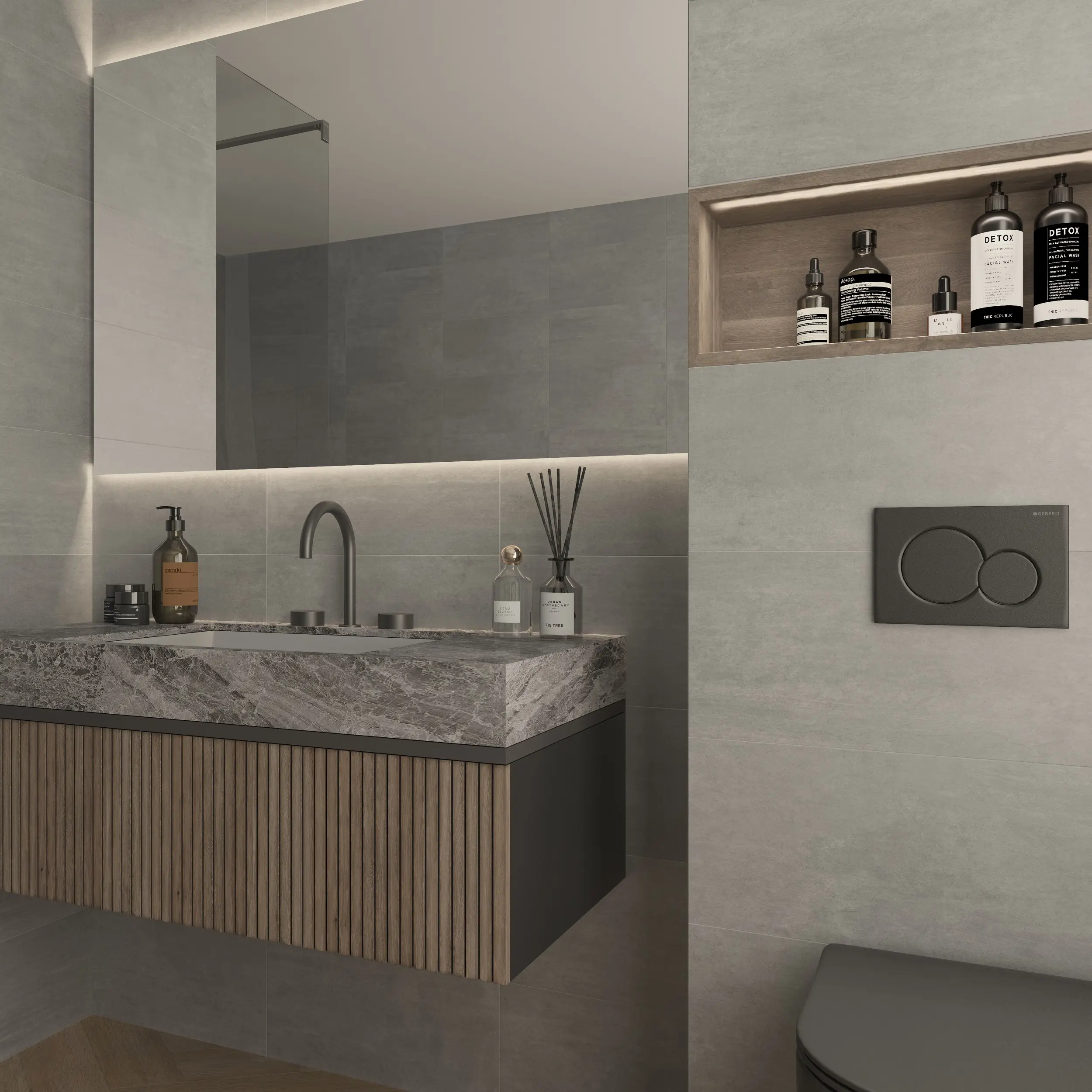 Изображение товара Настенная плитка Шахтинская Плитка Фрида 25x40 см серый матовый эффект мрамор