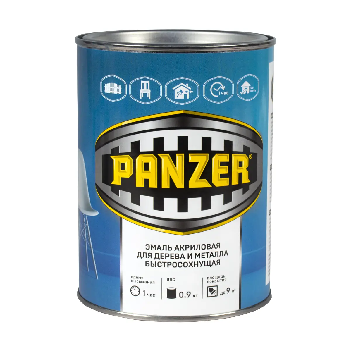 Изображение товара Эмаль акриловая Panzer полуглянцевая цвет красный 0.9 кг
