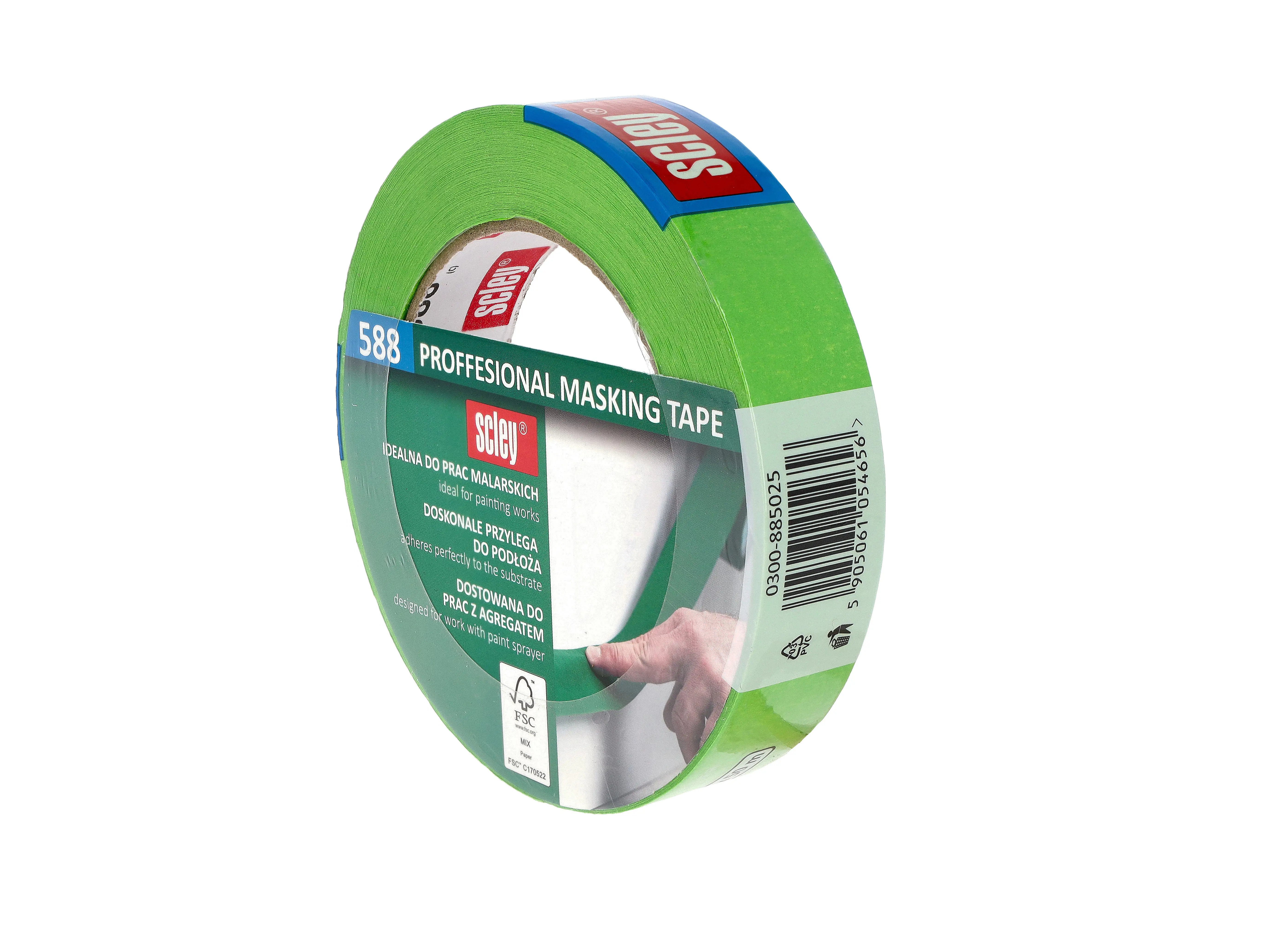 Изображение товара Лента малярная Scley 0300-885025 зелёная 588 25 мм х 50 м