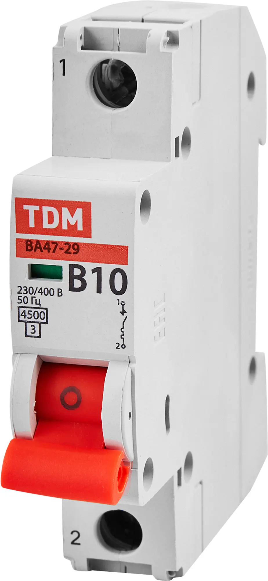 Изображение товара Автоматический выключатель TDM Electric ВА47-29 1Р B10 A 4.5 кА