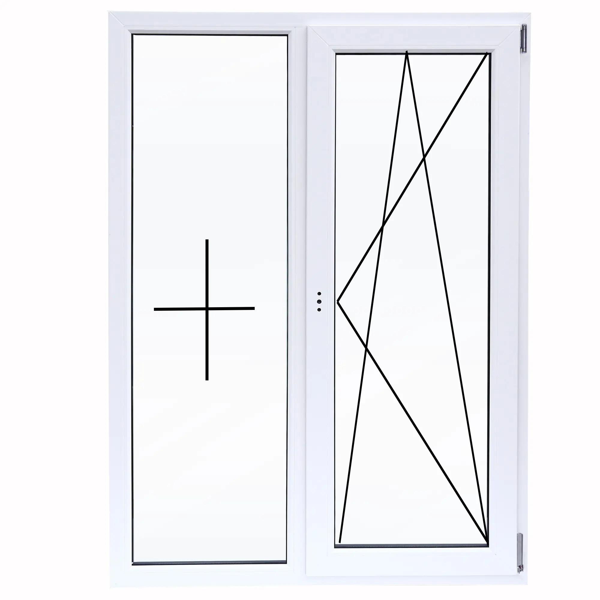 Изображение товара Двустворчатое пластиковое окно ПВХ 1170x1000 мм DECEUNINCK с энергосберегающим стеклопакетом