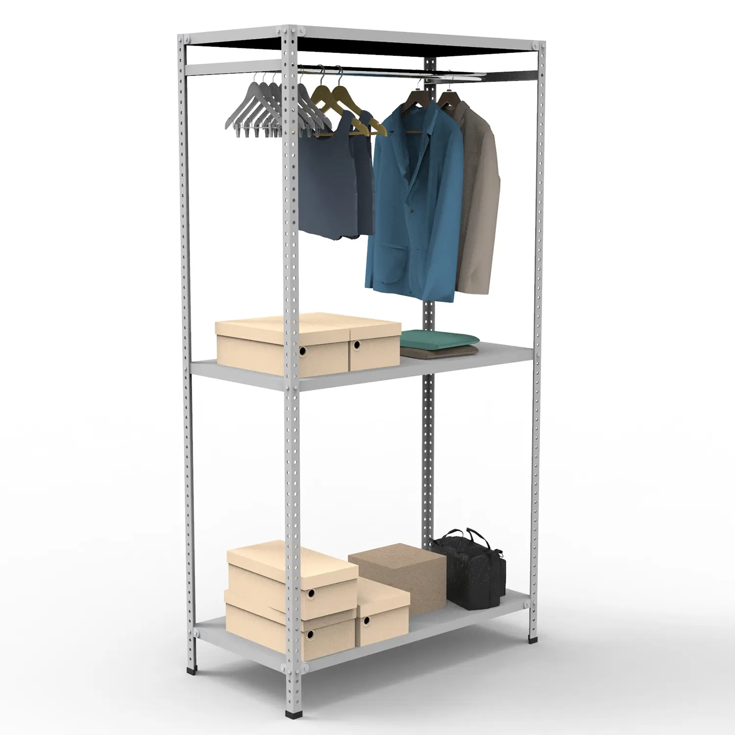 Изображение товара Металлический стеллаж Ironmebel 100x220x50 см 3 полки нагрузка 120 кг Россия