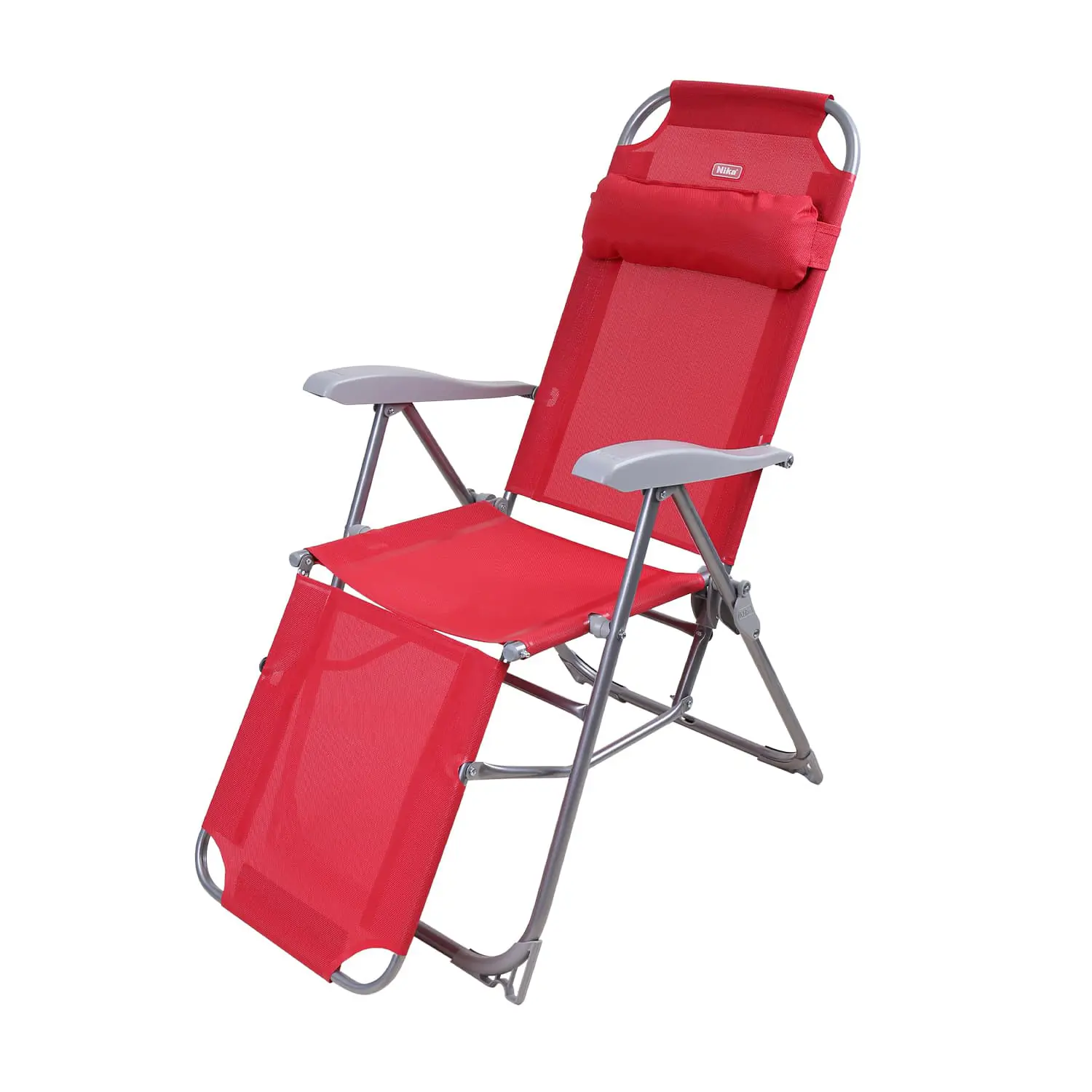 Изображение товара Шезлонг без подушки складной Nika К3/ГН 82 см x 59 см x 116 см металл/ПВХ красный