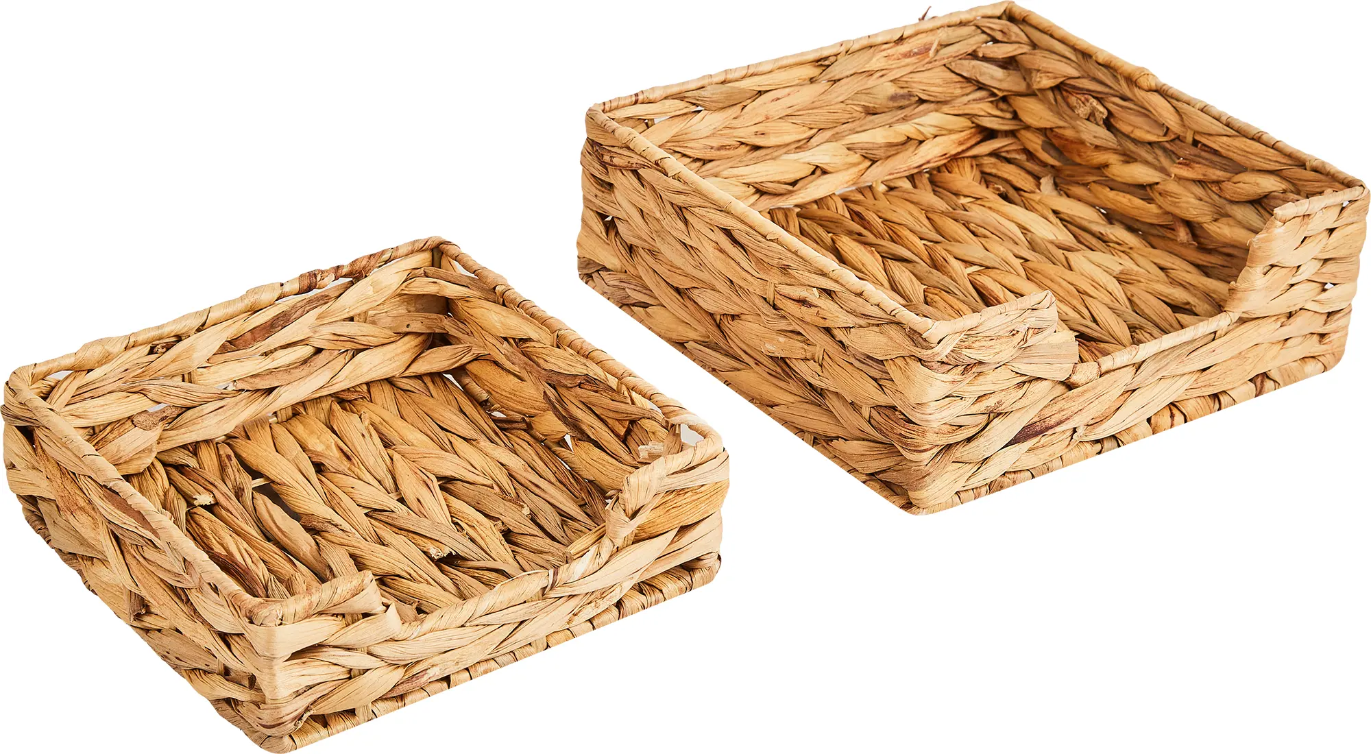 Изображение товара Корзина для хранения 22x8x22 см из гиацинта бежевого цвета 2 шт