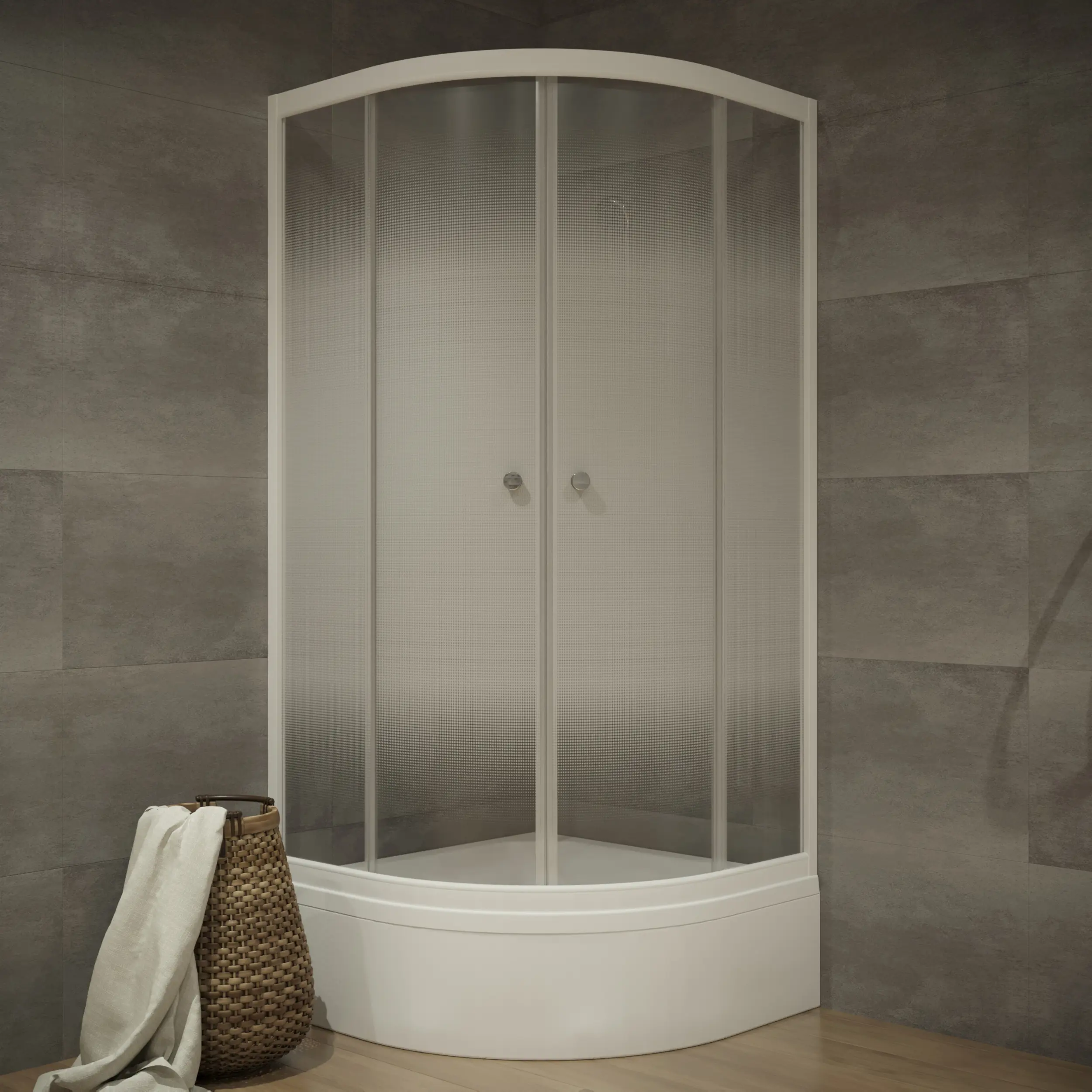 Изображение товара Душевой уголок Triton Лайт 1/4 круга средний поддон 90x90 см белый профиль прозрачное стекло раздвижной