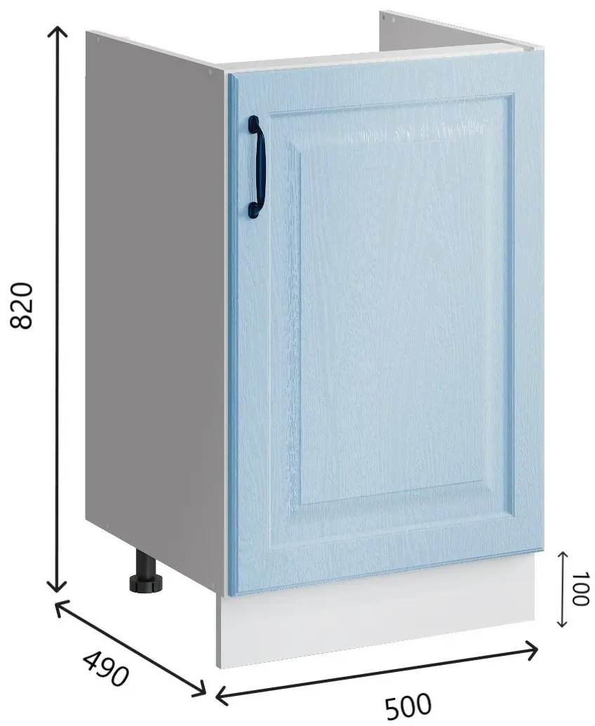 Изображение товара Кухонный шкаф под мойку под мойку Bvmebel Romeo 50x82x47 см ЛДСП цвет голубая лагуна/белый
