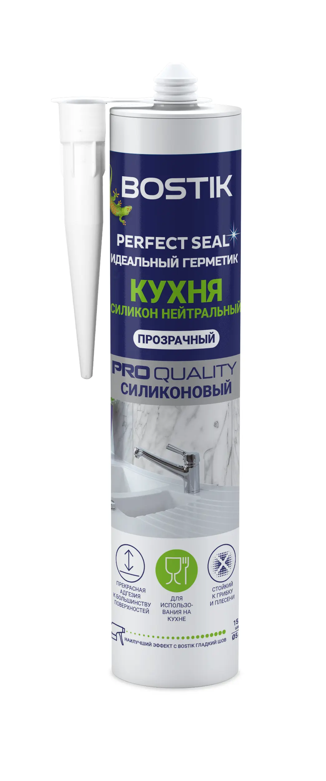 Изображение товара Герметик силиконовый Bostik Perfect Seal для кухни нейтральный прозрачный 280 мл