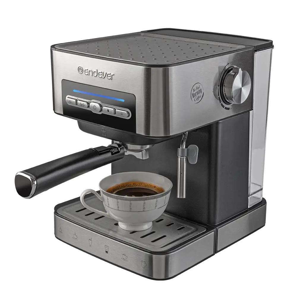 Изображение товара Рожковая кофеварка настольная Endever 23x27x29 цвет серебристый