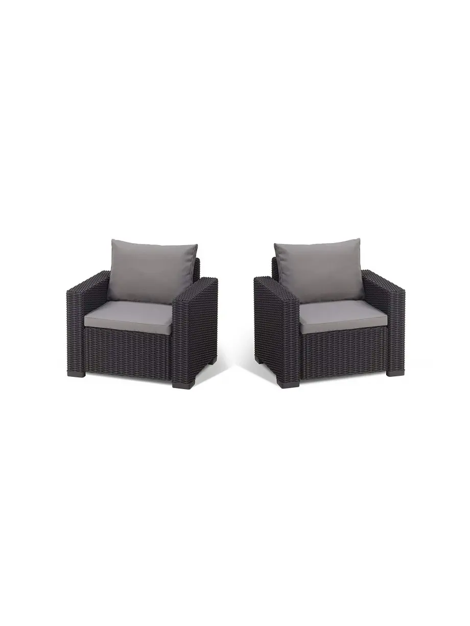 Изображение товара Кресло садовое Allibert California 68 см x 68 см x 72 см пластик коричневый 2 шт