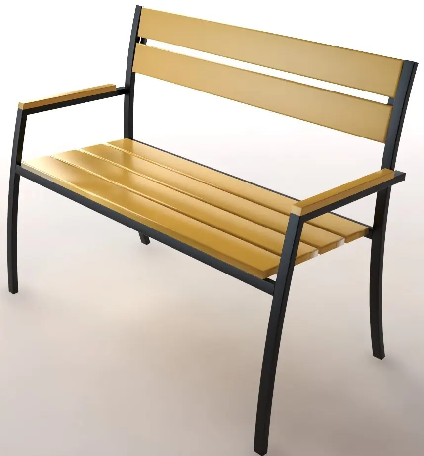 Изображение товара Садовая разборная скамья Garden из дерева и стали желтая, 113х56х85,6 см