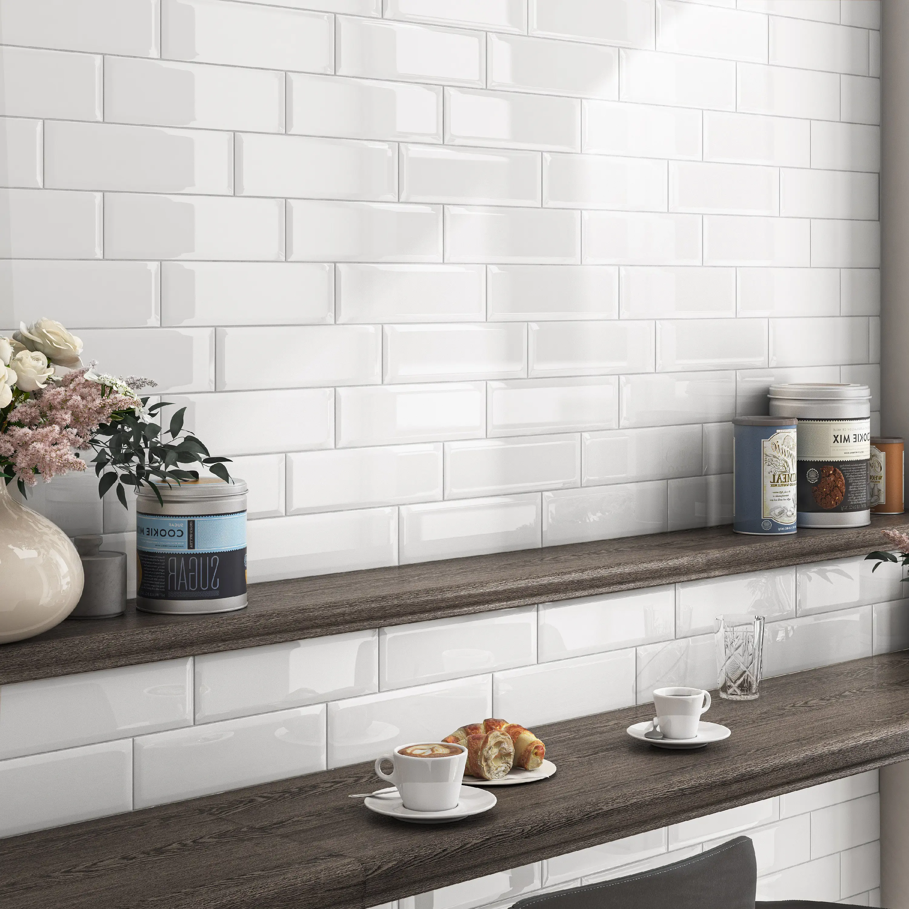 Изображение товара Керамическая настенная плитка Kerama Marazzi Аккорд 8.5x28.5 см белая глянцевая