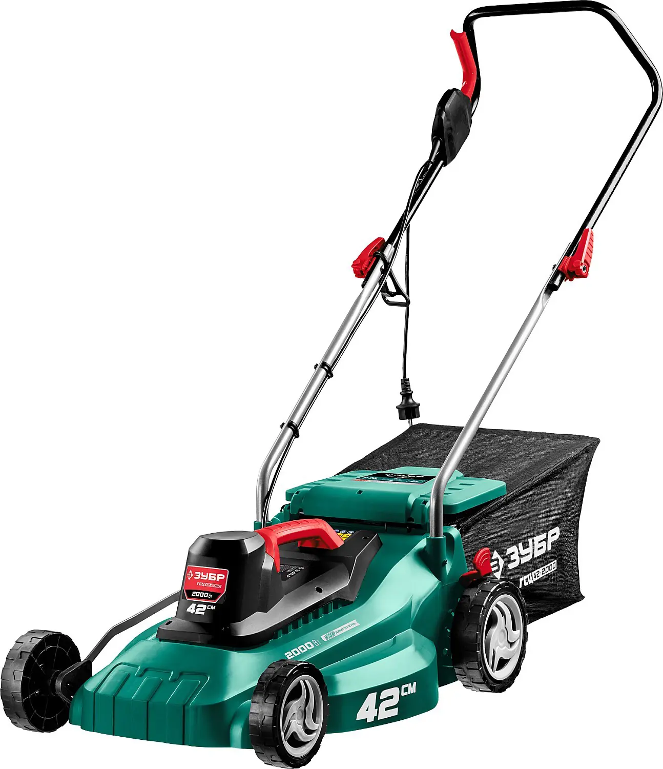 Изображение товара Газонокосилка электрическая Зубр Гсц-42-2000 2000 Вт 42 см