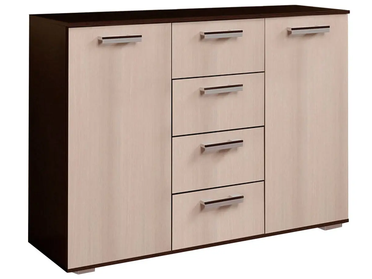 Изображение товара Комод Bts Стандарт 2 артикул 10-02.000 4 ящика 120x46x83 см МДФ цвет венге/дуб лоредо