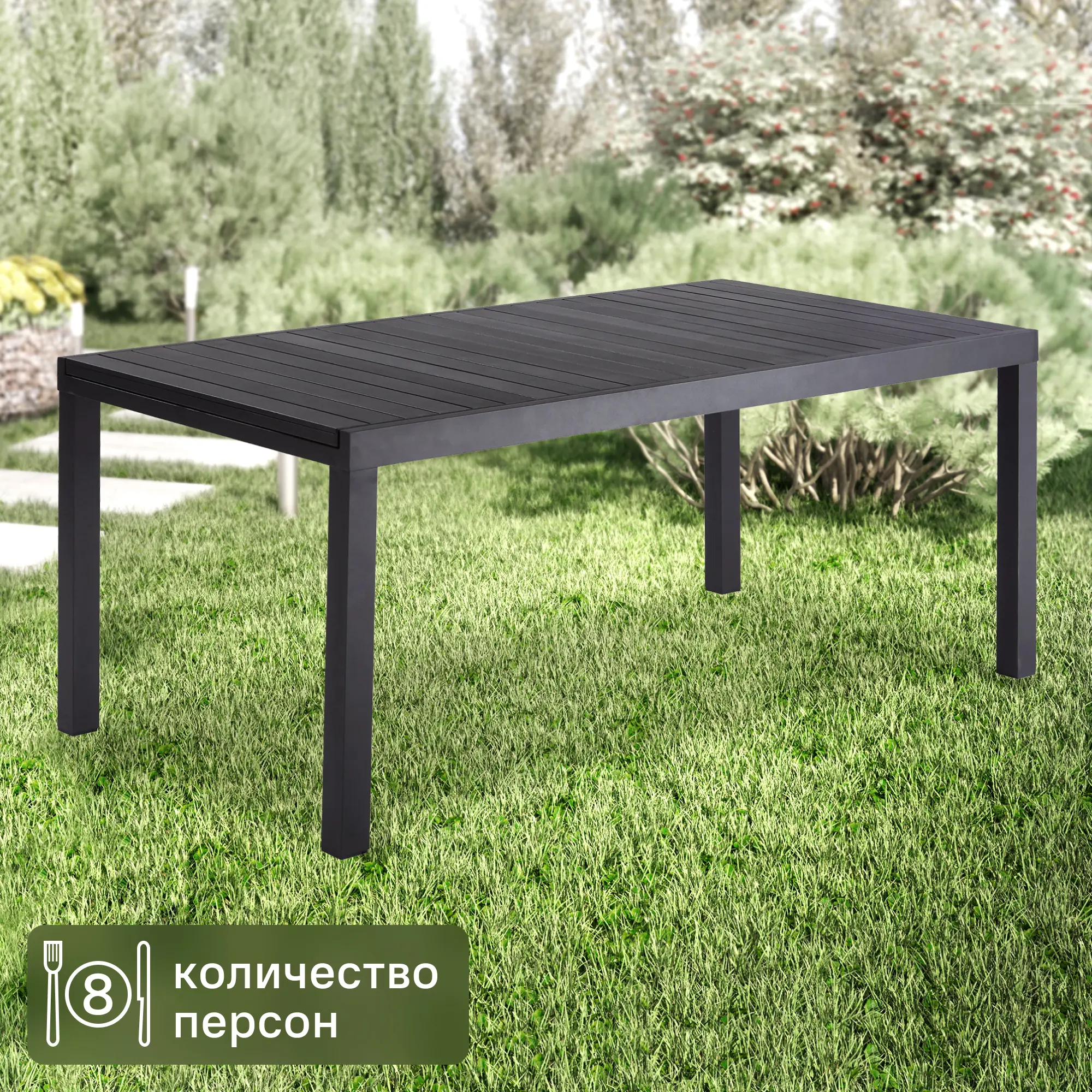 Изображение товара Стол раздвижной Naterial Lyra 180x260x96 см алюминий цвет антрацит