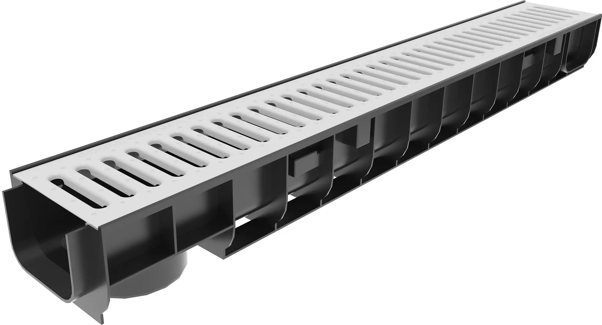 Изображение товара Лоток водосточный Gidrolica 1000x146x100 мм с решеткой черный для пешеходных зон