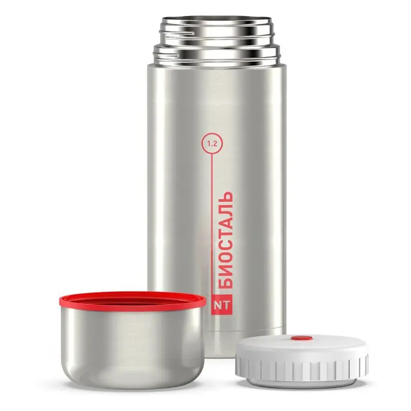 Изображение товара Термос 1200 мл Biostal Термос колба из нержавеющей стали цвет серый/серебристый