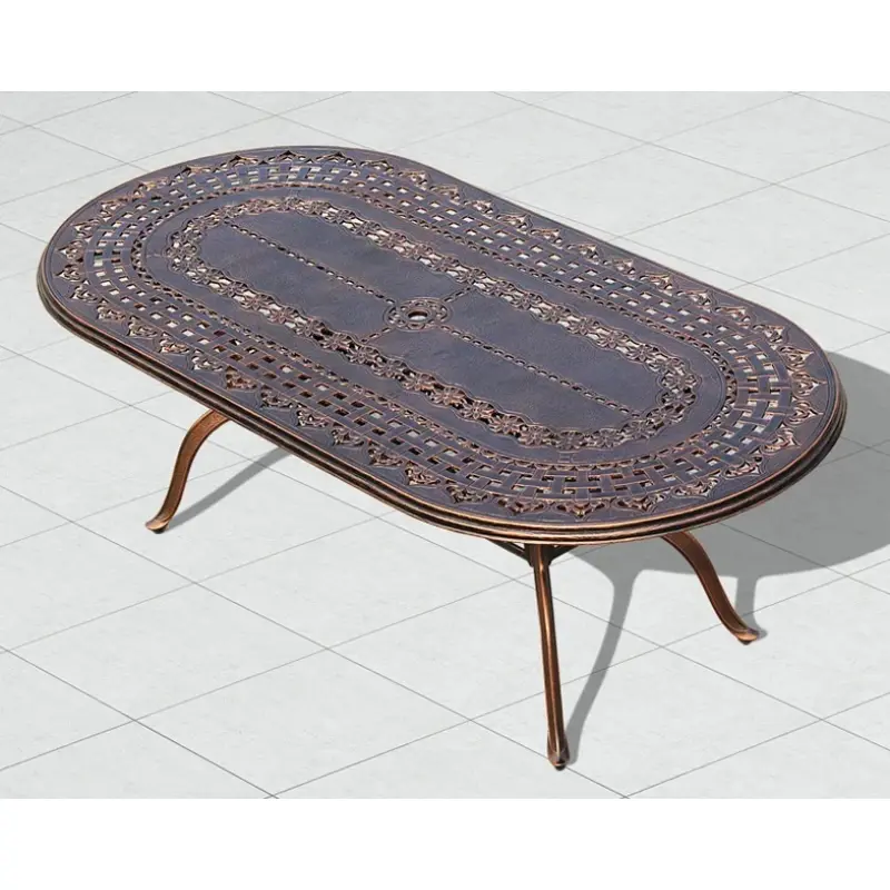 Изображение товара Садовый овальный стол из литого алюминия Мир дачника 210 см коричневый