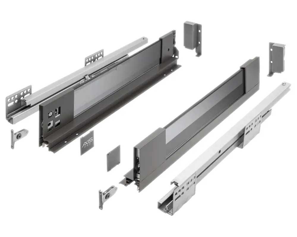 Изображение товара Выдвижной ящик низкий 1.40x30x8.60 см со стеклянными боковинами сталь цвет антрацит